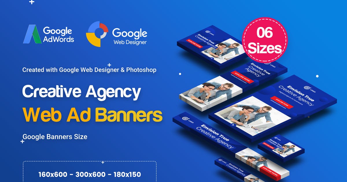 企业/品牌宣传推广必备的谷歌广告Banner设计模板 C12 – Creative Agency, Startup Banners GWD & PSD插图