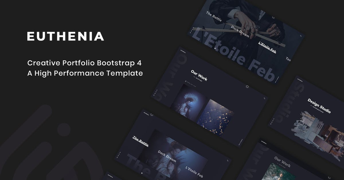 创意作品集网站Bootstrap框架模板第一素材精选下载 Euthenia – Creative Portfolio Bootstrap 4 Template插图