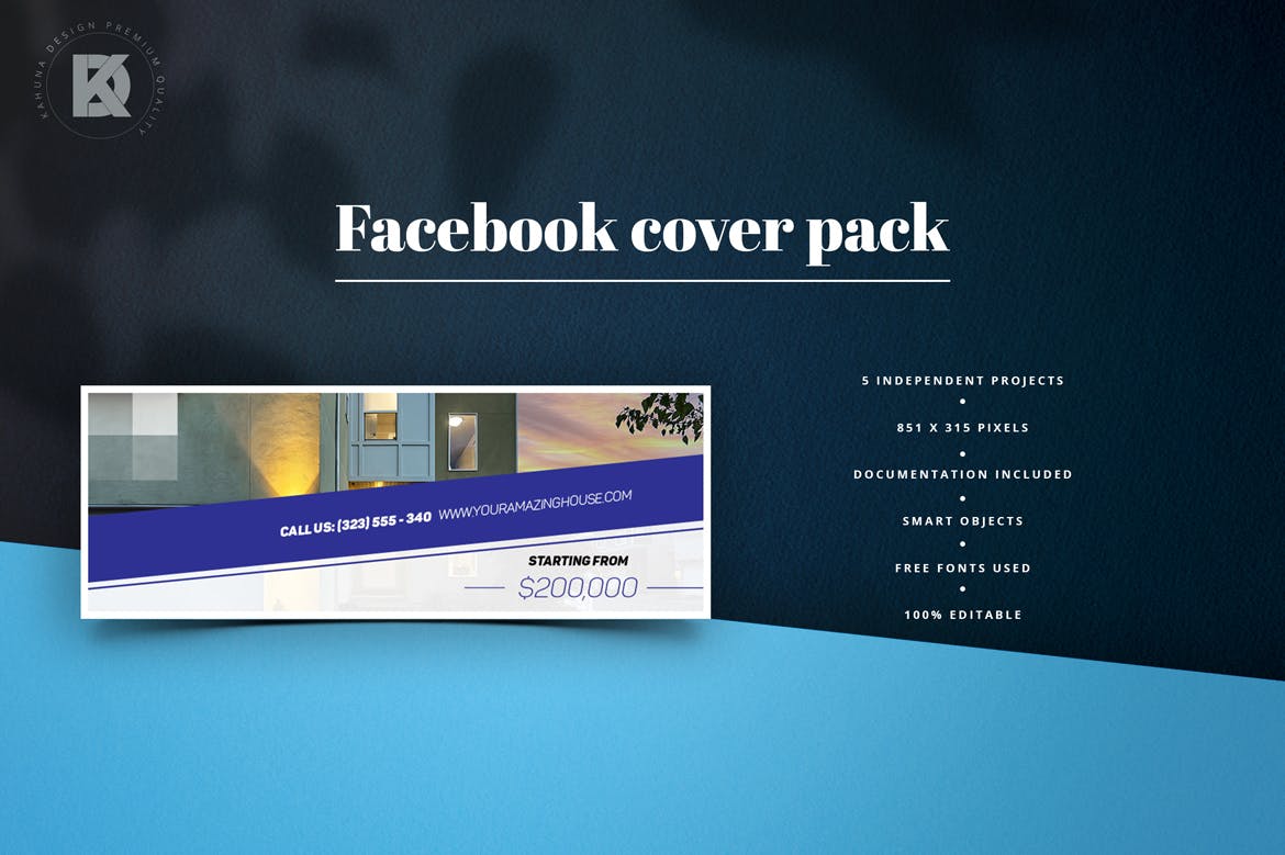 房地产商社交推广Facebook主页封面设计模板第一素材精选 Real Estate Facebook Cover插图(1)