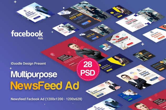 NewsFeed多用途FB商业Banner广告模板 NewsFeed Multipurpose, Business Banners Ad插图1