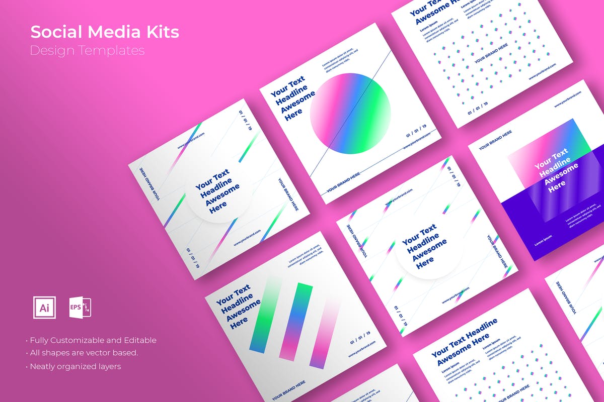 社交媒体正方形广告&贴图创意设计模板v30 SRTP – Social Media Kit.30插图