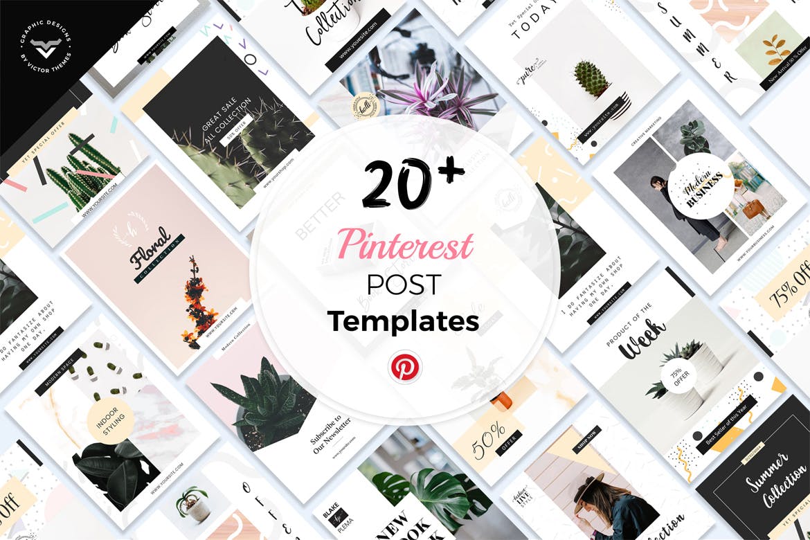 20+小资情调Pinterest社交网站文章配图模板第一素材精选 Pinterest Social Media Templates插图(1)