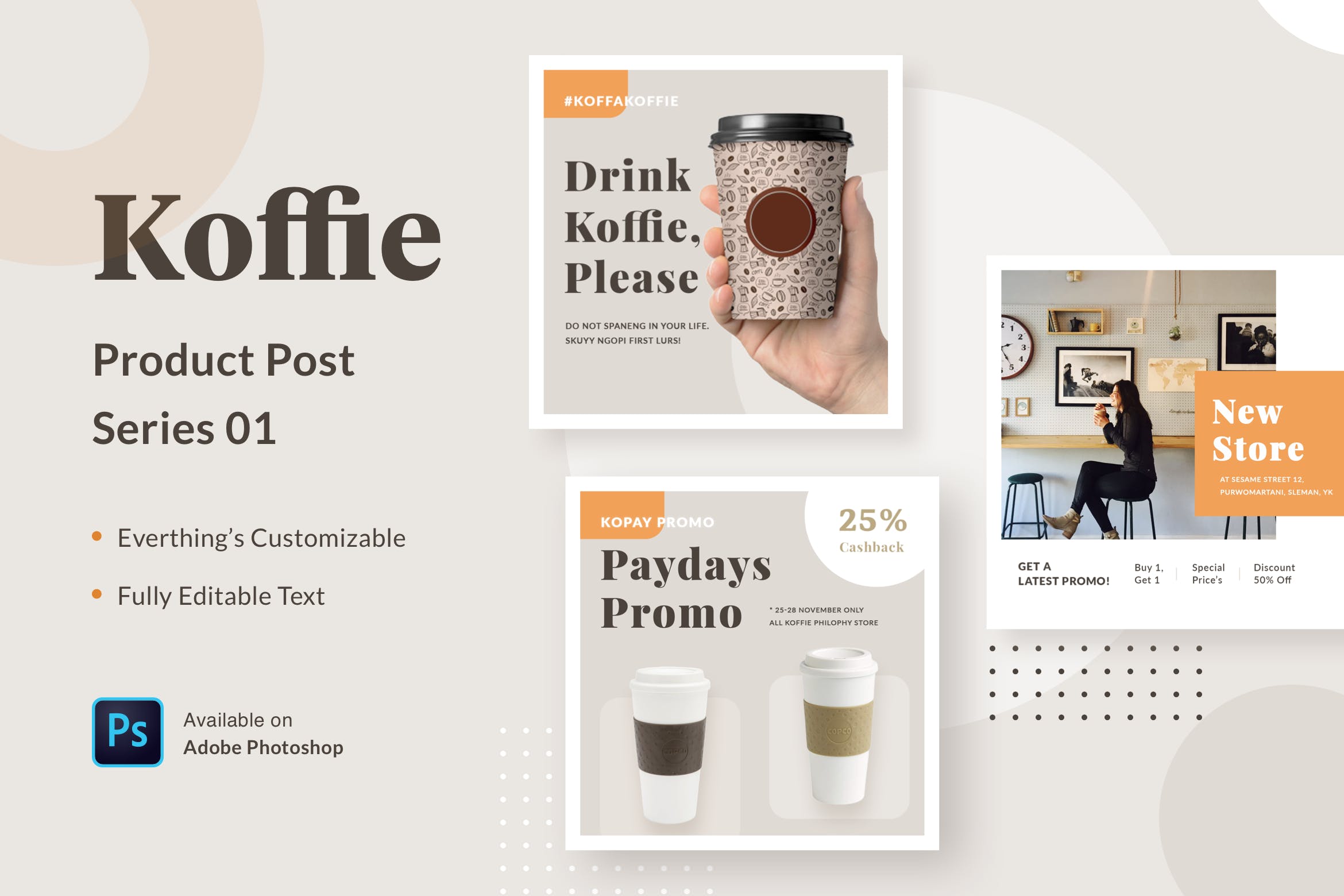 高端咖啡品牌广告设计PSD模板v01 Koffie Product – Series 01插图