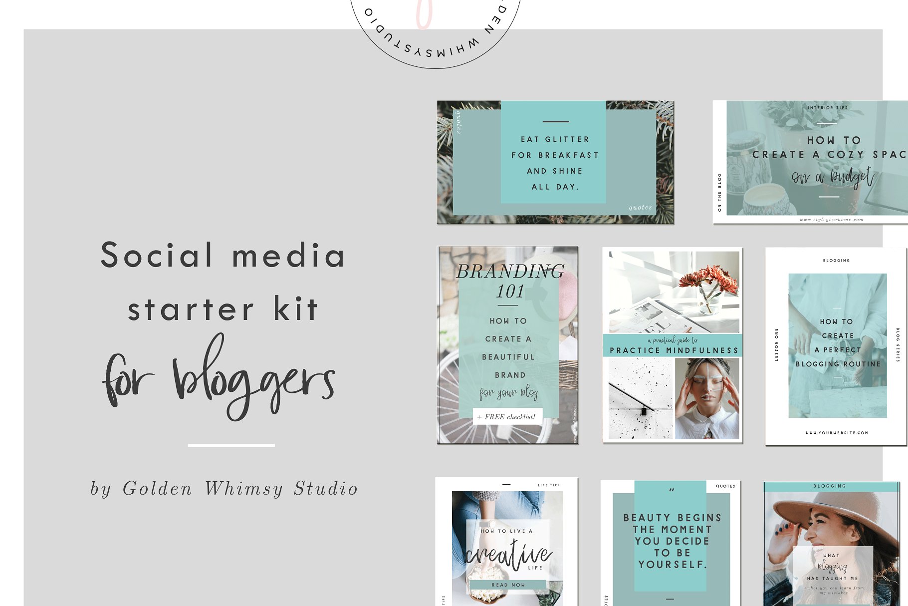 博主社交媒体配图插图设计模板大洋岛精选 Blogger’s social media starter kit插图