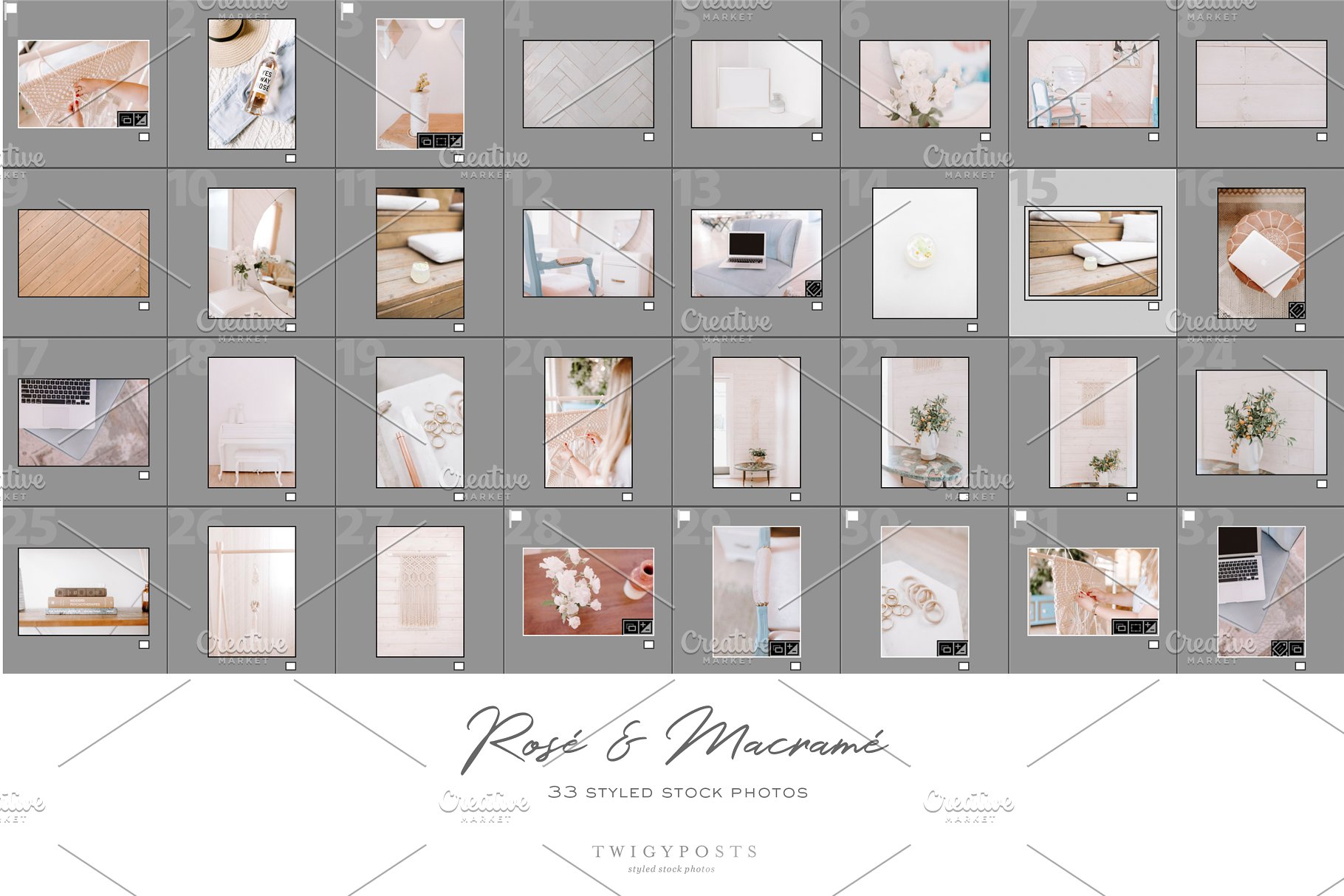 日常居家场景社交媒体贴图模板第一素材精选 Rosé & Macramé – Styled Stock插图(4)