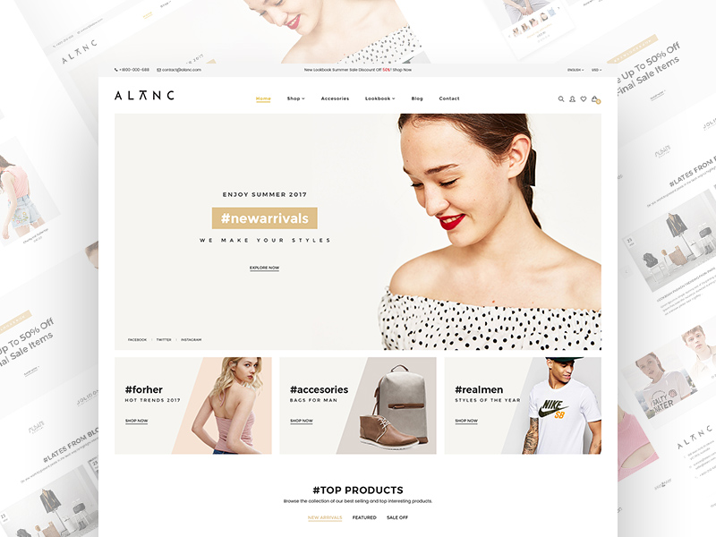 简约电子商务网站模版 Alanc eCommerce Theme Template插图