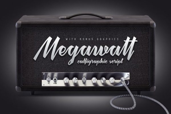 飘逸连笔英文草书字体 Megawatt script & mockup
