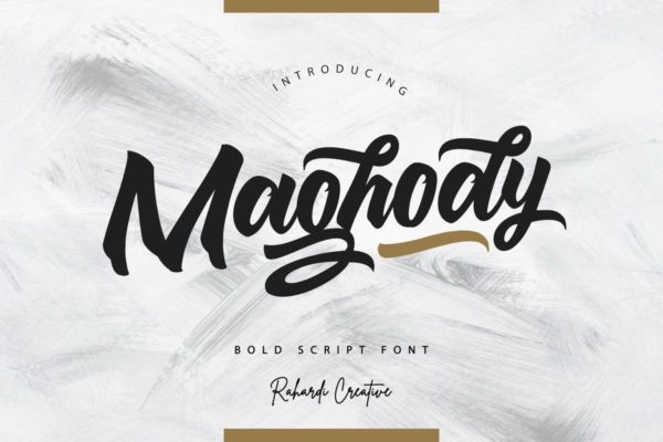 大胆豪迈粗笔画英文手写字体 Maghody Script