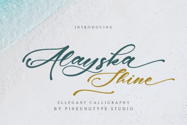 优雅书法风格英文连体字体 Alayska