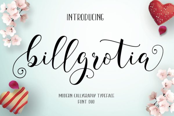 现代英文连体书法花式字体下载 Billgrotia Script