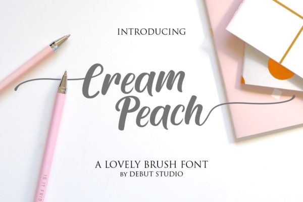 可爱设计风格平面设计英文书法字体下载 Cream Peach