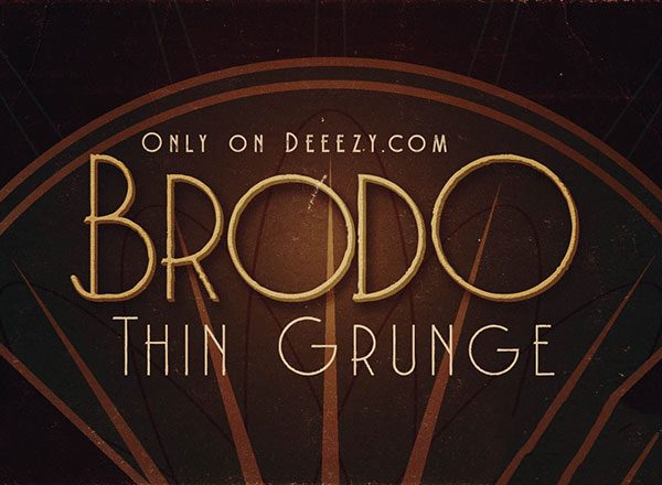 独特的复古或artdeco风格定制无衬线字体 Brodo Thin Grunge Font