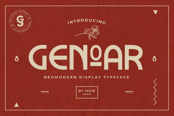 现代未来主义/当代艺术混合风格英文无衬线字体 Genoar Typeface