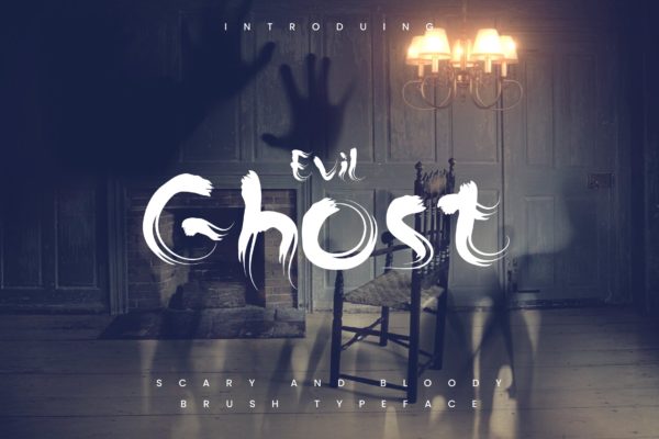 幽灵风格英文画笔笔刷装饰设计字体 The Ghost – Haunted Display Typeface