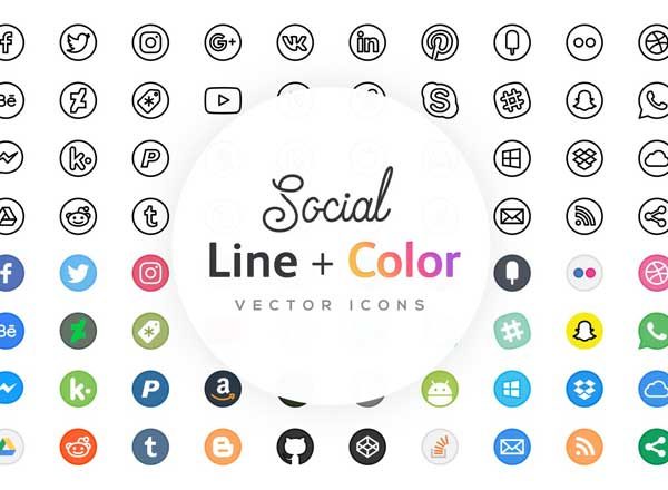 国外主流社交媒体线框图标 Free Line Icons – Social缩略图 国外主流社交媒体线框图标 Free Line Icons – Social
