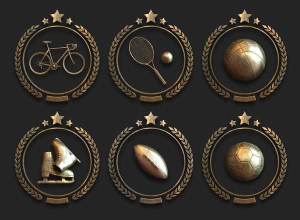 古铜色风格体育主题徽章 Sport badges缩略图 古铜色风格体育主题徽章 Sport badges