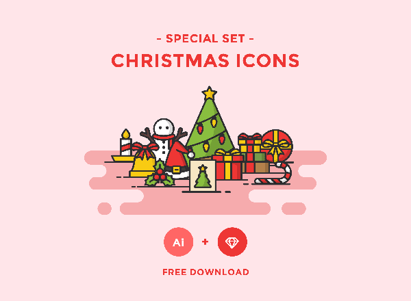 可爱矢量圣诞图标集 Free Christmas Icons缩略图 可爱矢量圣诞图标集 Free Christmas Icons