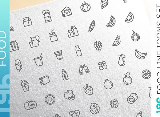 196个食物&饮品的线形图标合辑下载[ai,psd,eps,png,jpg]