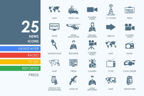 25枚新闻图标 25 News icons缩略图 25枚新闻图标 25 News icons