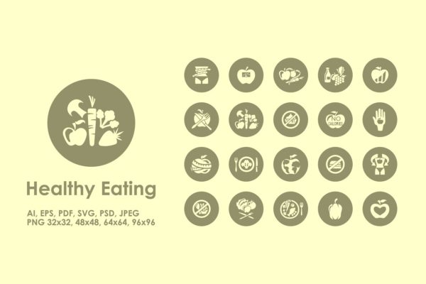 健康饮食主题简约图标 Healthy Eating simple icons缩略图 健康饮食主题简约图标 Healthy Eating simple icons