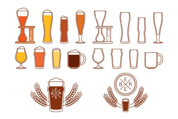 啤酒主题素材(杯子、图标&Logo) Beer glasses, icons and logos缩略图 啤酒主题素材(杯子、图标&Logo) Beer glasses, icons and logos