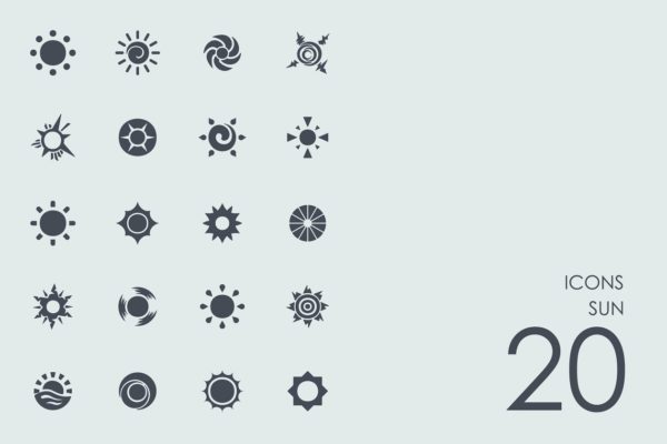 各种形状风格的太阳图标 Sun icons缩略图 各种形状风格的太阳图标 Sun icons