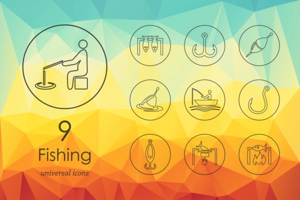 9枚与钓鱼有关的图标 9 fishing icons缩略图 9枚与钓鱼有关的图标 9 fishing icons