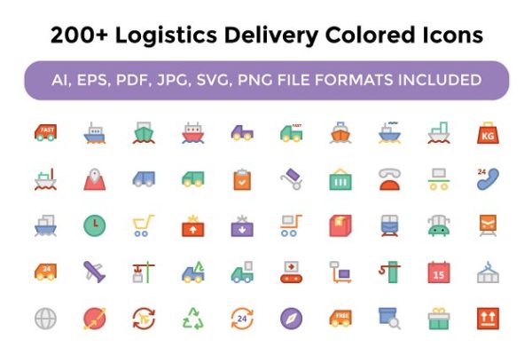 200+物流运输主题彩色图标 200+ Logistics Delivery Colored Icon缩略图 200+物流运输主题彩色图标 200+ Logistics Delivery Colored Icon
