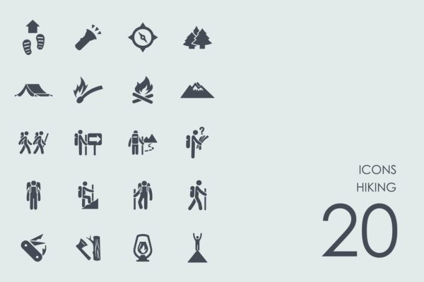 徒步远足主题图标 Hiking icons缩略图 徒步远足主题图标 Hiking icons
