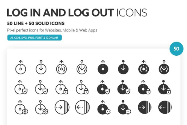 账号登陆注销用户管理主题图标 Log in and Log out Icons缩略图 账号登陆注销用户管理主题图标 Log in and Log out Icons