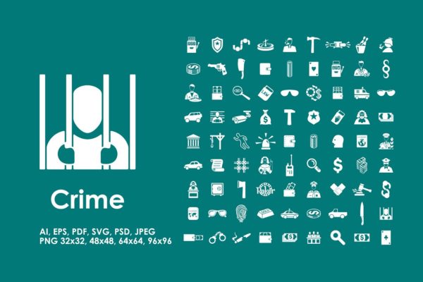 81枚犯罪监狱主题图标 81 crime icons