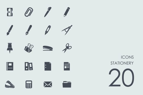 办公文具主题图标 Stationery icons缩略图 办公文具主题图标 Stationery icons