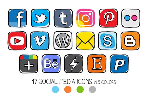 扭曲特效社交媒体图标 Guache effect social media icons缩略图 扭曲特效社交媒体图标 Guache effect social media icons