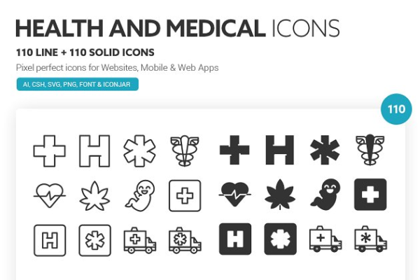 健康医药主题图标 Health and Medical Icons缩略图 健康医药主题图标 Health and Medical Icons