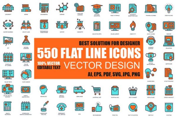 550枚扁平风格线条网站设计图标 Flat Line Web Icons缩略图 550枚扁平风格线条网站设计图标 Flat Line Web Icons