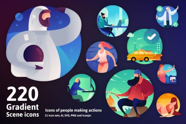 220枚创意渐变场景图标 220 Gradient Scene Icons缩略图 220枚创意渐变场景图标 220 Gradient Scene Icons