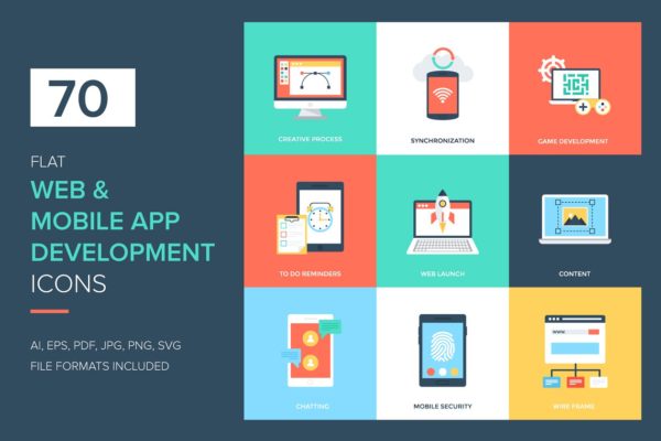 网站建设和应用开发图标集 Web and Mobile App Development缩略图 网站建设和应用开发图标集 Web and Mobile App Development