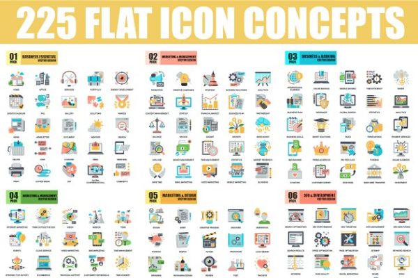 扁平风格概念图标模板 Pack Flat Icons缩略图 扁平风格概念图标模板 Pack Flat Icons