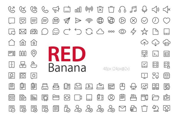 3800+多用途简约风线条图标 3800+ RED Banana Icons缩略图 3800+多用途简约风线条图标 3800+ RED Banana Icons