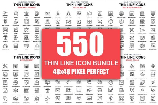 商业主题的扁平化线条图标 Thin Line Business Icons缩略图 商业主题的扁平化线条图标 Thin Line Business Icons