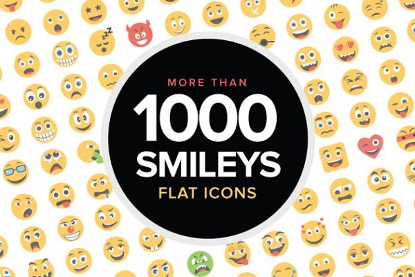 1000个卡通笑脸平面图标 1000 Flat Smiley Icons缩略图 1000个卡通笑脸平面图标 1000 Flat Smiley Icons