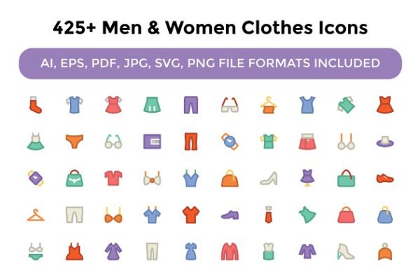 425+男女混合款式服装图标 425+ Men and Women Clothes Icons缩略图 425+男女混合款式服装图标 425+ Men and Women Clothes Icons