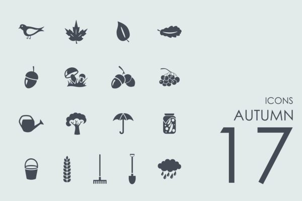 17个秋季主题元素icon图标 17 Autumn icons缩略图 17个秋季主题元素icon图标 17 Autumn icons
