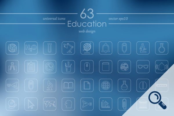 63个教育主题线条写意ico图标 63 EDUCATION icons缩略图 63个教育主题线条写意ico图标 63 EDUCATION icons