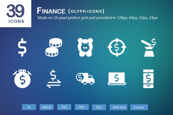 39个金融象形图标 39 Finance Glyph Icons缩略图 39个金融象形图标 39 Finance Glyph Icons