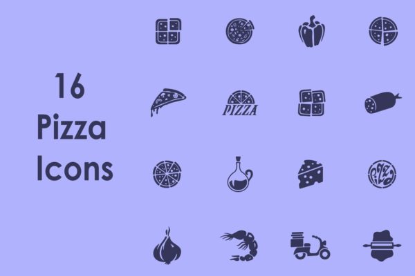 16款披萨美食icon图标 16 PIZZA simple icons缩略图 16款披萨美食icon图标 16 PIZZA simple icons