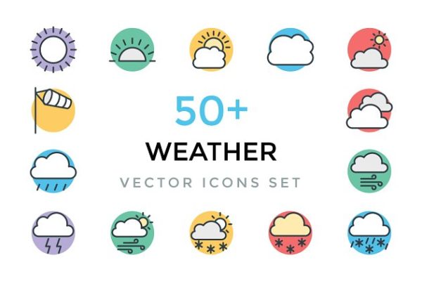 50+天气主题矢量彩色图标 50+ Weather Vector Icons缩略图 50+天气主题矢量彩色图标 50+ Weather Vector Icons