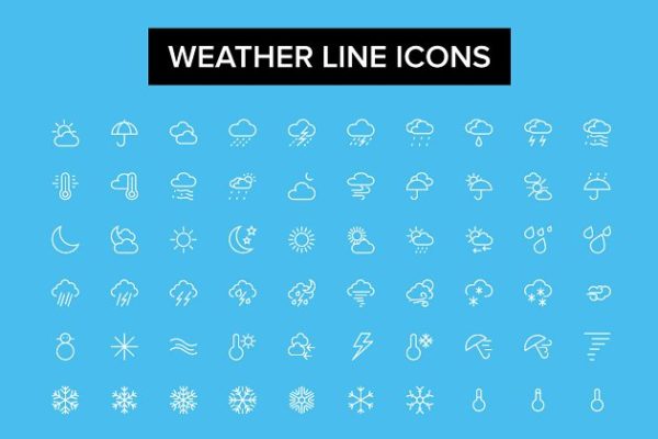 天气主题线条图标素材 Weather Line Icons缩略图 天气主题线条图标素材 Weather Line Icons