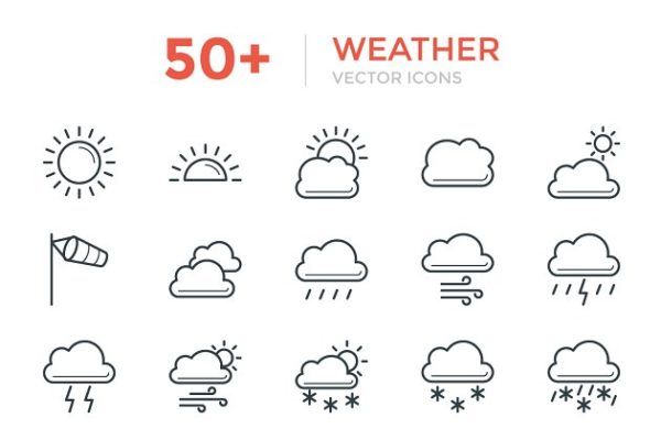 50+天气预报符号线条ico图标 50+ Weather Vector Icons缩略图 50+天气预报符号线条ico图标 50+ Weather Vector Icons