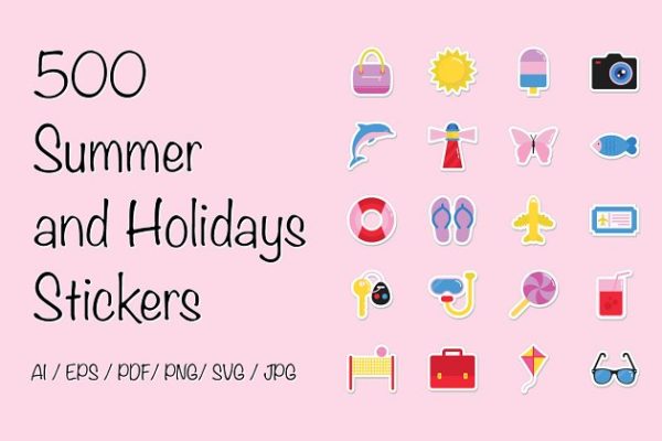 500枚夏日度假主题便签图标 500 Summer and Holidays Stickers缩略图 500枚夏日度假主题便签图标 500 Summer and Holidays Stickers